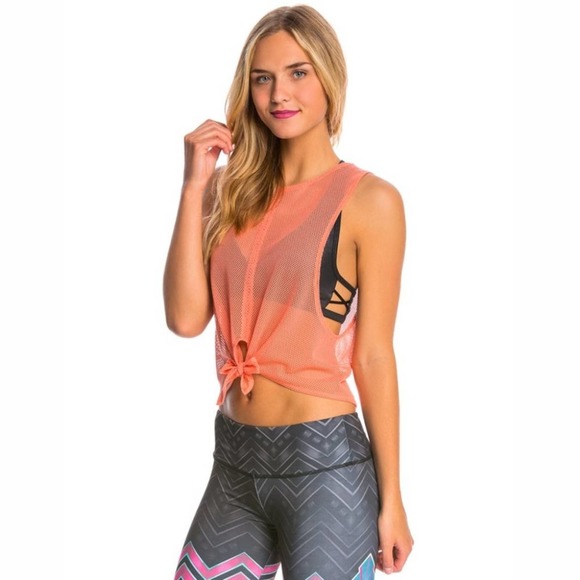 Free People Movement Mesh Dharma Tie Tank in Coral - Picture 16 of 16